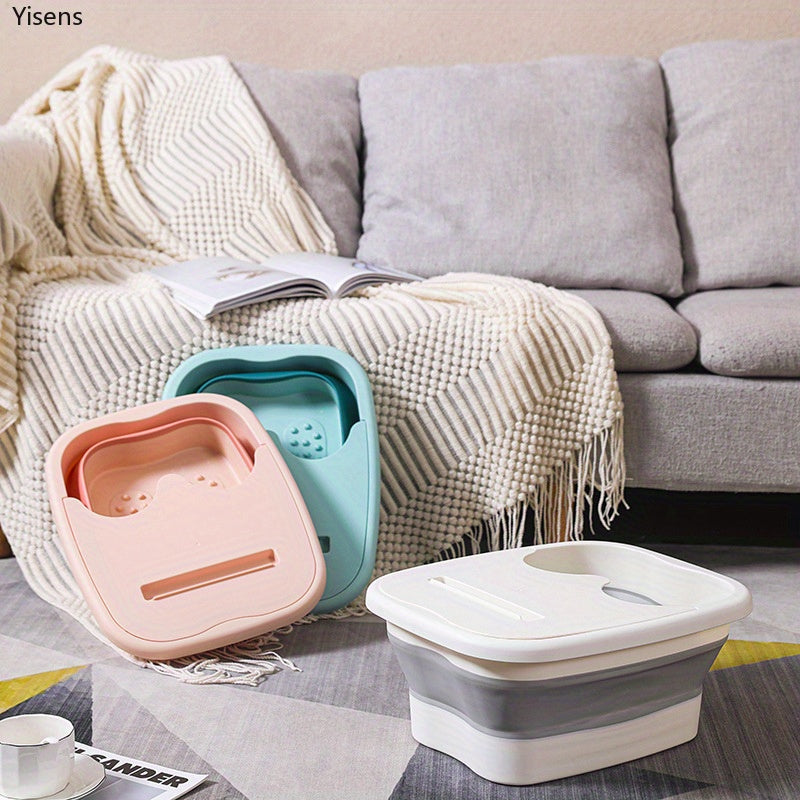 Baño de Pies Plegable - Tubería Colapsible para Spa de Pies, Diseño Ahorrador de Espacio en Azul Pastel/Rosa, Portátil para Hogar, Viajes y Salón, Sin Necesidad de Electricidad, Fácil de Limpiar y Guardar, Cuidado de Pies en Casa, Material Easyclean