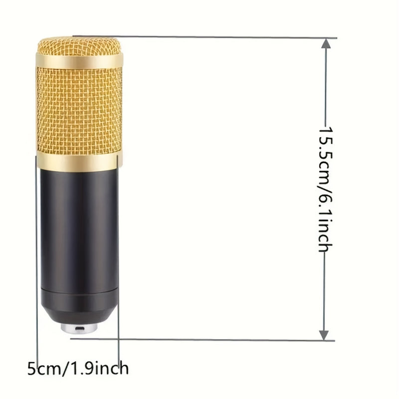 Paquete Todo en Uno de Equipo para Podcast con Micrófono Condensador BM800 y Tarjeta de Sonido En Vivo - Cancelación de Ruido DSP, 12 Cambiadores de Voz/Efectos de Sonido, Control de Volumen, Alimentado por USB/Pila, Brazo Ajustable & Filtro Anti-Pop par