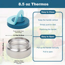 Caja Bento para Adultos con Botella de Acero Inoxidable Aislada y Prueba de Fugas - 4 Compartimentos, 2 Zonas de Temperatura (Azul, Rosa) - Adecuada para Almuerzos Escolares, Regreso a la Escuela