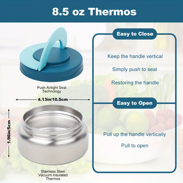 Caja Bento para Adultos con Botella de Acero Inoxidable Aislada y Prueba de Fugas - 4 Compartimentos, 2 Zonas de Temperatura (Azul, Rosa) - Adecuada para Almuerzos Escolares, Regreso a la Escuela