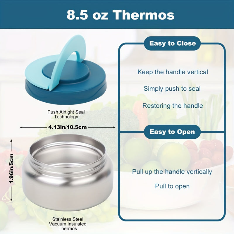 Caja Bento para Adultos con Botella de Acero Inoxidable Aislada y Prueba de Fugas - 4 Compartimentos, 2 Zonas de Temperatura (Azul, Rosa) - Adecuada para Almuerzos Escolares, Regreso a la Escuela