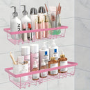 2 piezas de organizador de ducha pegajoso rosa, acero inoxidable resistente a la oxidación, soporte de almacenamiento montado en la pared sin taladrar, adecuado para baño y cocina - Diseño que ahorra espacio, ideal para uso en la habitación de ducha, acc