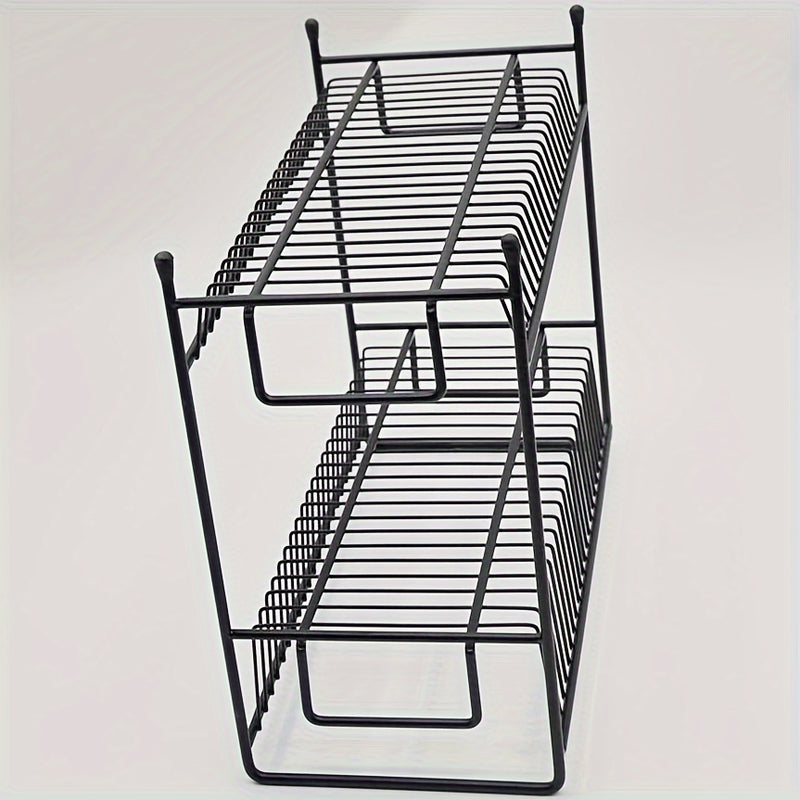 Estante de Almacenamiento de Metal Negro de 2 Niveles - Librero Versátil para Oficina y Estudio, No Requiere Montaje
