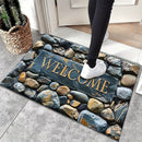 Tapete elegante de bienvenida con diseño de piedras en 2D, rectangular de poliéster de 6 mm de grosor, estampado de piedra, antideslizante, lavable a máquina, ideal para entrada, sala, baño o balcón, decoración artística de lujo para interiores