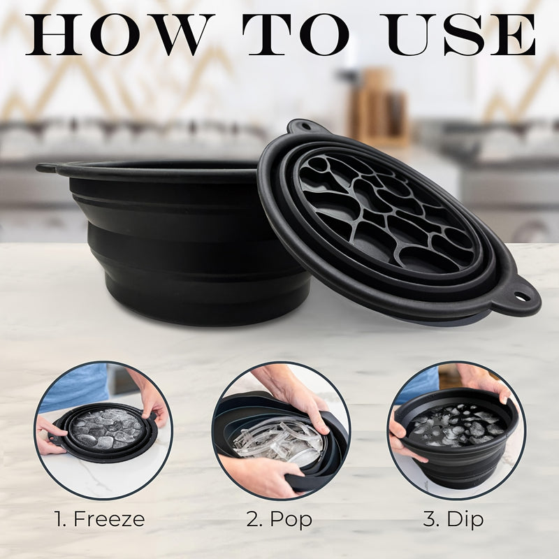 Baño de Hielo Portátil Plegable con Rejilla Desmontable y Borde Ergonómico a 30° - Taza Compacta para Relajación, Ideal para Viajes, Camping y Hogar, Fácil de Limpiar, Perfecto para Rostros en Movimiento