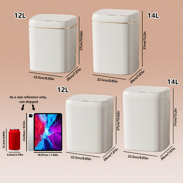 Bote de Basura Inteligente de 1 Pieza con Sensor Infrarrojo, Capacidad de 12L/14L, Alimentado por Batería (Requiere 2 Pilas AA, No Incluidas), Funcionamiento Silencioso, Ideal para Uso en Hogar, Oficina y Escuela, Cubo de Residuos Escolares | Estilo de T