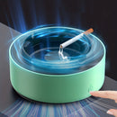 Portacigarrillos Inteligente Purificador de Aire - Elimina Instantáneamente el Humo y Olores, Funciona con Baterías (2 AA No Incluidas), Diseño Redondo Moderno con Efecto Luz Azul, Plástico Duradero para Hogar, Oficina o Bar - Regalo Ideal para Cumpleaño