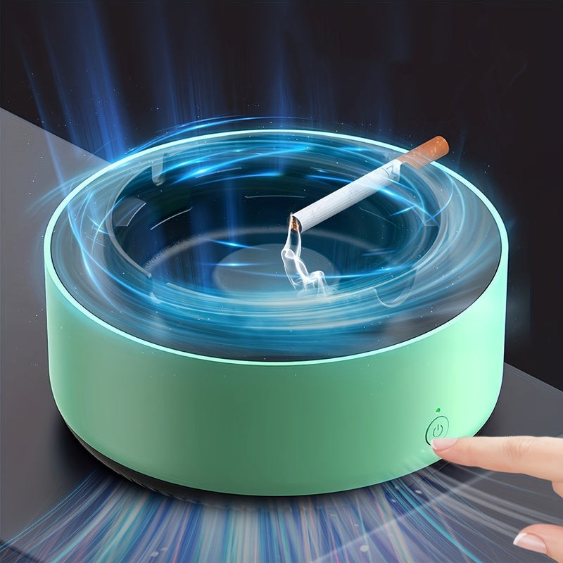 Portacigarrillos Inteligente Purificador de Aire - Elimina Instantáneamente el Humo y Olores, Funciona con Baterías (2 AA No Incluidas), Diseño Redondo Moderno con Efecto Luz Azul, Plástico Duradero para Hogar, Oficina o Bar - Regalo Ideal para Cumpleaño