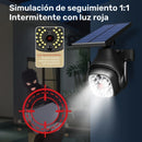 1 lámpara solar de pared LED con sensor de movimiento, luz falsa de vigilancia inalámbrica, panel solar giratorio 180°, iluminación solar simulada para porche, jardín, patio o entrada