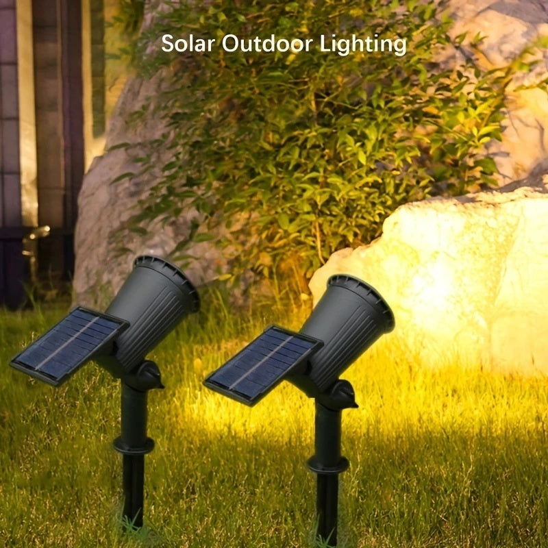 1 pieza de luces de jardín solares de 9 LED - Soporte ajustable, IP65, resistente al agua, sensor automático de día/noche, carcasa plástica resistente al tiempo, ideal para jardines, césped, senderos y iluminación de garajes, luces de jardín | Luz de pai