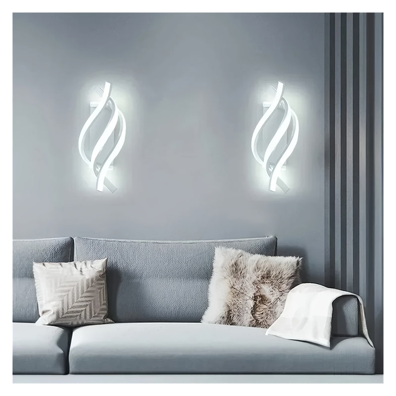 2 piezas de modernos soportes de pared - Luces LED de banda negra y blanca con cableado, montaje semi-inclinado para oficina, sala de estar, sala de conferencias - Plástico duradero, instalación fácil, iluminación ambiental, iluminación versátil, ilumina