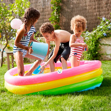 Piscina Inflable Redonda 3 Aros + Base Acolchada Infantil NP