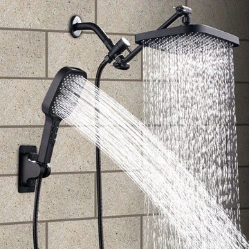 1 conjunto de cabezal de ducha de lluvia, 28cm de alto presión, con brazo de extensión ajustable de 27,5cm y 7 configuraciones, cabezal de ducha de mano con rociador, accesorios para baño, conjunto completo de accesorios para baño.
