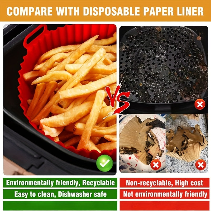 Revestimiento de silicona antiadherente de grado alimenticio redondo para freidor de aire - Ideal para cocina hogareña, picnic al aire libre y comedor de RV - Compatible con todos los modelos de freidor de aire, accesorios para freidor de aire