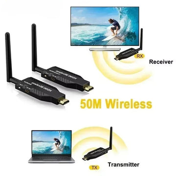 50m Inalámbrico 5G 1080P HDTV Transmisor y receptor de audio y video inalámbrico extensor para 1 TX-4 RX PS4 cámara portátil PC a monitor de TV proyector