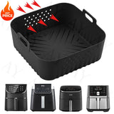 22.5cm Línea de Aire Reutilizable de Silicona para Freidora - Antiadherente, Bandeja de Hornear Fácil de Limpiar con Agujeros de Ventilación para Horno y Freidora, Perfecta para Cocinar Pollo y Papas Fritas, Línea de Freidora con Ventilación | Bandeja de