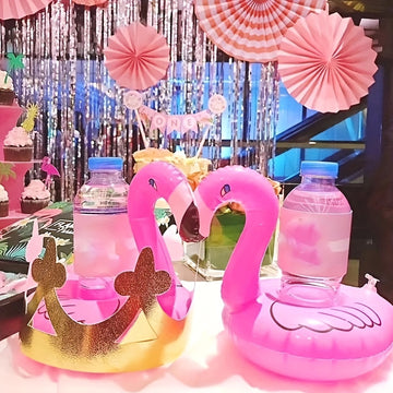 15pcs Portavasos Inflables de Flamenco Rosa - Posavasos Flotantes de PVC para Fiestas en la Piscina y Celebraciones de Verano, Decoración de Fiesta Linda y Duradera