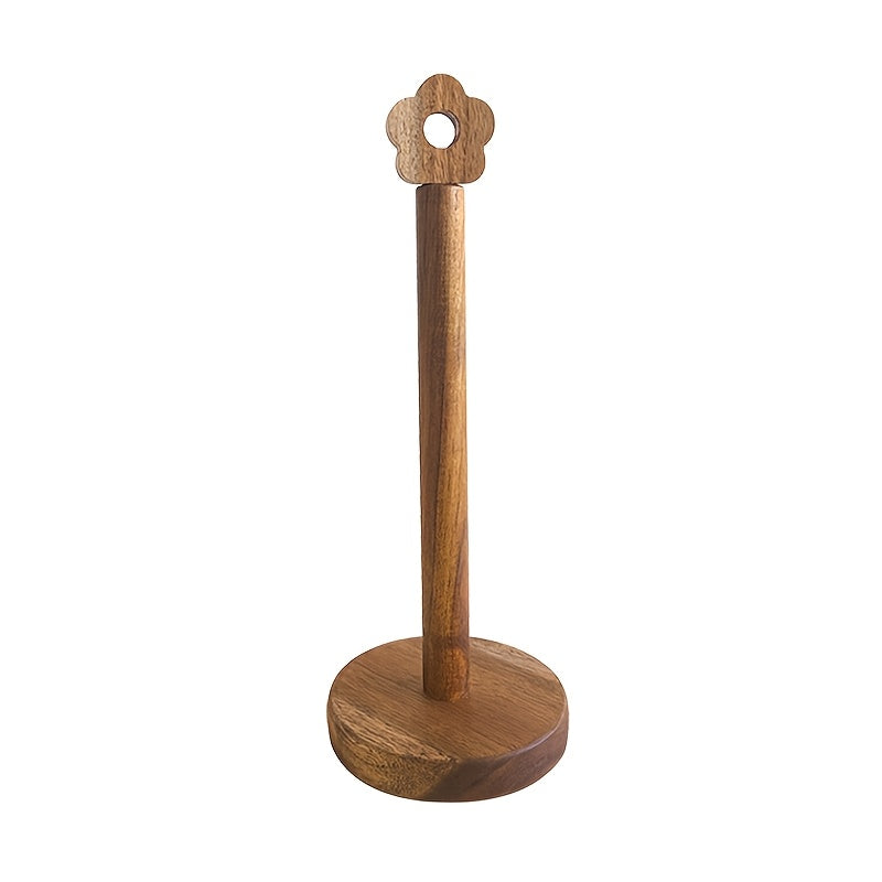 1 unidad de soporte de toalla de papel de cocina de madera rústica, diseño de montaje vertical a ras, soporte de almacenamiento de película sin taladro, organizador de encimera