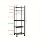 Carrito de almacenamiento metálico ajustable con ruedas y ganchos - Organizador ahorrador de espacio para cocina, dormitorio, baño, habitación de lavandería | Diseño de estantería abierta | Estante modular de plástico, fácil montaje, carrito de almacenam