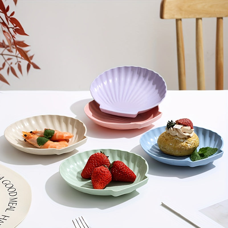 1 pieza, 5 piezas, platos de concha, platos pequeños de 6 pulgadas, platos de postre, platos de almuerzo y cena, adecuados para reuniones familiares en la cocina, actividades escolares, cenas de empresa para varias personas, restaurantes, varios colores.