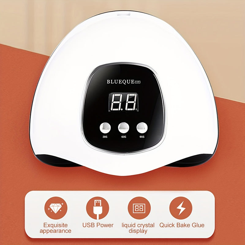 lámpara para uñas, lámpara de gel con interfaz USB, secadora 48W luz cura y seca todo tipo de pegamentos rápidamente, máquina de arte de uñas con sensor automático Smart, para casa y salón