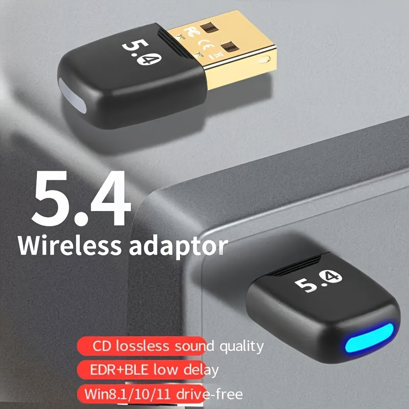 Adaptador de red sin varillas USB 5.4, receptor dongle sin varillas USB, compatible con una variedad de dispositivos como computadora/auriculares/tarjeta de teclado/ratón/altafalantes, alimentación por USB, emparejamiento múltiple de altavoces inalámbric