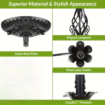 Lámpara colgante estilo granja con diseño industrial rústico, acabado negro mate, candelabro de metal de 5 brazos para dormitorio, pasillo, cocina, comedor, bar o entrada, base para focos E14 (focos no incluidos), luz para comedor | Estética industrial |
