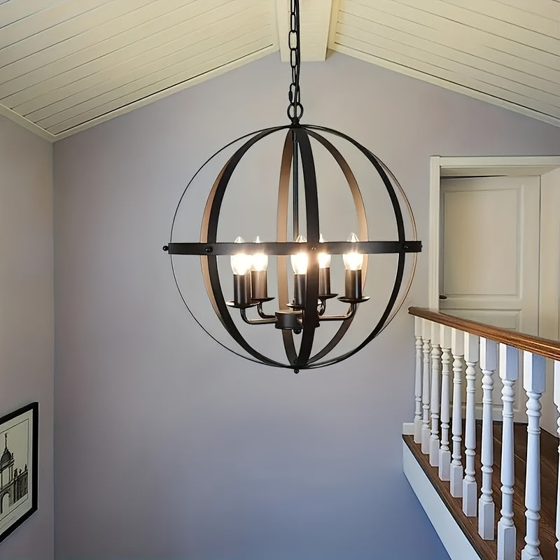 Lámpara de techo ajustable esférica de metal, estilo retro moderno, montaje semienterrado, no necesita electricidad, E12 negro, con hardware de instalación, para cocina, comedor, sala de estar, pasillo, dormitorio - No incluye bombilla.