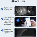 2 en 1 Caja AI para CarPlay y Android Auto Inalámbrica, Compatible con el 99% de Coches Originales – Conversión de Cable a sin varillas (WiFi5 2.4~5.0 GHz), Estilo Portátil para iPhone iOS 10+ / Dispositivos Android 11+