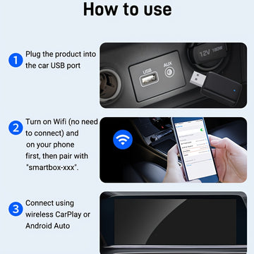 2 en 1 Caja AI para CarPlay y Android Auto Inalámbrica, Compatible con el 99% de Coches Originales – Conversión de Cable a sin varillas (WiFi5 2.4~5.0 GHz), Estilo Portátil para iPhone iOS 10+ / Dispositivos Android 11+