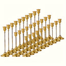 Un juego de 30 portavelas dorados de latón, candelabros al por mayor, decoración vintage para velas, soportes metálicos adecuados para la decoración del hogar, centro de mesa festivo y chimenea, Ideal para Navidad, Perfecto para Acción de Gracias
