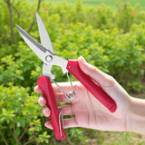 Tijeras de jardín de acero inoxidable - Diseño ergonómico, adecuadas para poda de macetas/florales, cuchillas dobles afiladas, no requiere batería, agarre cómodo antideslizante, fácil de usar sin esfuerzo con 1 piedra de afilado gratuita.