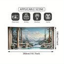 1 pieza, verano, montaña, piscina, vista, gran puerta de garaje, cubierta con impresión plana 2D, fácil de instalar, no necesita electricidad, perfecta para fiestas al aire libre, eventos temáticos y decoración de jardines, decoración de invierno, acceso