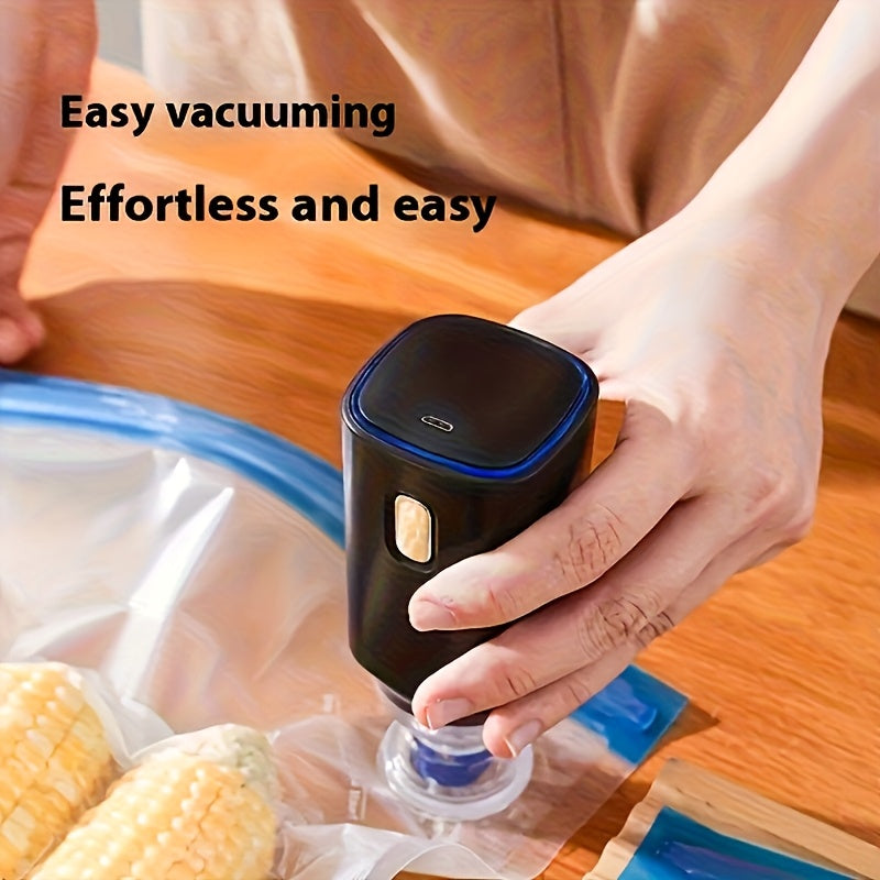 Bombas de vacío portátiles con 5 bolsas de almacenamiento de vacío reutilizables, recargables por USB, fáciles de transportar y portátiles.