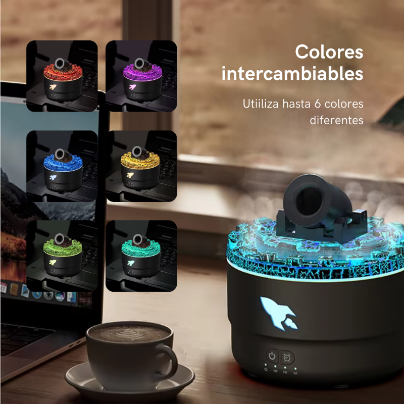 Humidificador con Efecto de Cañón de Lava