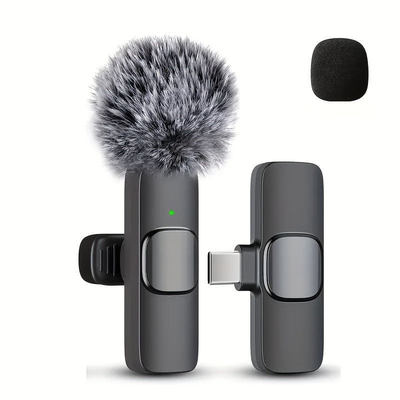 Sistema de micrófono inalámbrico de lavalle con interfaz USB Type-C, batería recargable, inalámbrico de 2,4 GHz, diseño compacto para transmisión en vivo y grabación de VLOG.