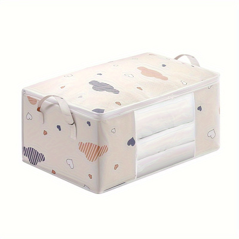 Bolsa de almacenamiento extra grande de lona con cierre y asas, organizador a prueba de polvo para ropa, edredones y más, accesorio elegante para organizar el hogar