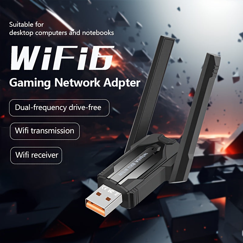 AX900 WiFi6 Dual-Banda 2.4G/5G Adaptador USB3.0 WiFi con Antenas de 5Dbi - Compatible con 802.11ax, Velocidad de 900Mbps, Plug & Play, Sin Controlador, Conexión Inalámbrica de Escritorio y Portátil Confiable, Adaptador Inalámbrico para Portátil | Diseño