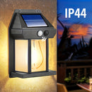 1 pieza de luz para pared exterior, 2 tamaños disponibles, luz solar para patio, luz de pared con sensor de movimiento, tres modos de iluminación, material ABS, luz para exteriores sin necesidad de cableado, adecuada para porche, patio y jardinería