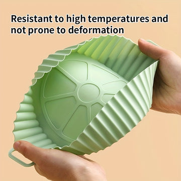 2 piezas de funda de silicona mejorada y reforzada para freidor de aire de grado alimenticio, adecuada para freidor de aire de 5-6 litros, fácil de limpiar y reutilizable, bandeja de silicona reforzada con almohadilla antideslizante.