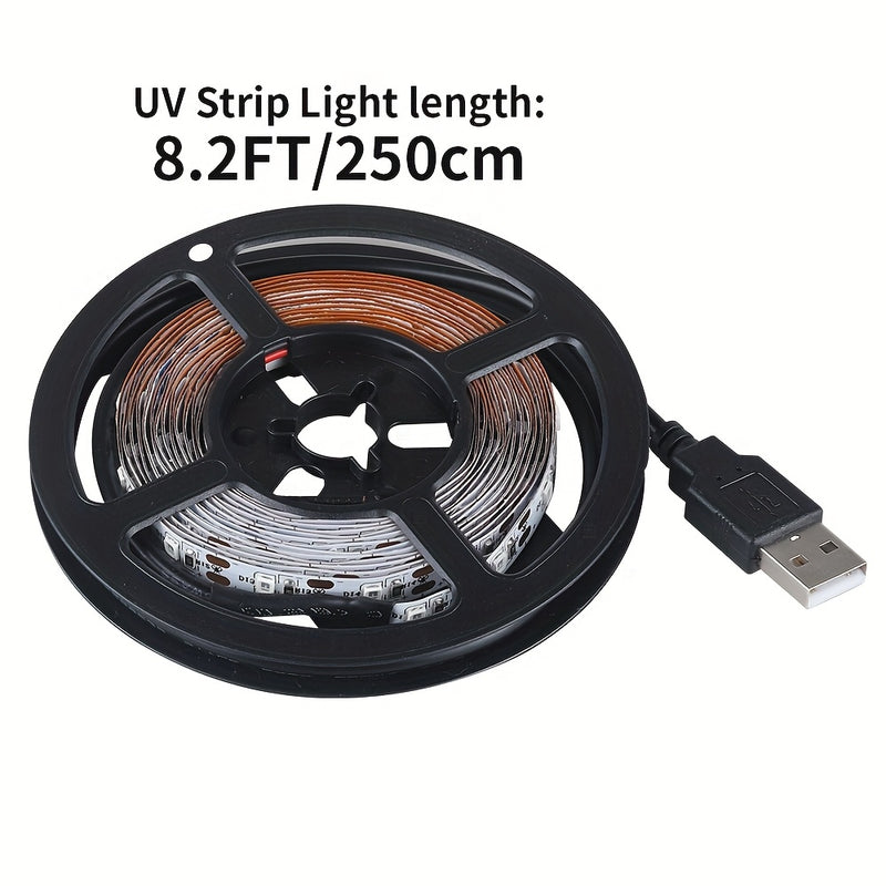 1/2/4 Paquete de Luces UV Negras con Enchufe USB, 5V LED Adhesivo Luz Negra 385-400nm, para Halloween/Navidad, Pintura en Vidrio y Fiestas Luminosas, 2.5m/paquete, 150LED/paquete, Ideal para Navidad