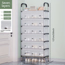 Organizador de zapatos de 6/7 niveles, capacidad para 18-21 pares, estructura de metal resistente con material PP, ahorra espacio para el hogar, dormitorio y pasillo, uso en interiores, ensamblado, almacenamiento multipropósito para zapatos y botas