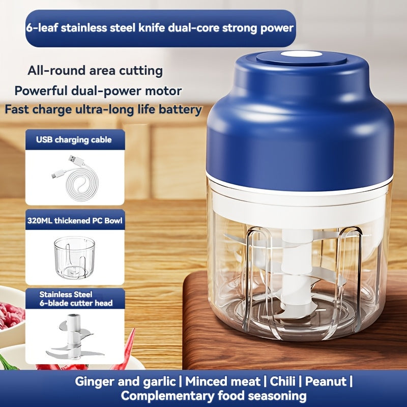 Dispositivo Eléctrico de Picado de Ajo SENBOWE de Seis Hojas de 320ml, Prensa de Ajo Inalámbrica Mini, Pelador Automático de Ajo con Agitación, Extractor de Ajo para Cocina y Máquina Complementaria de Alimentos