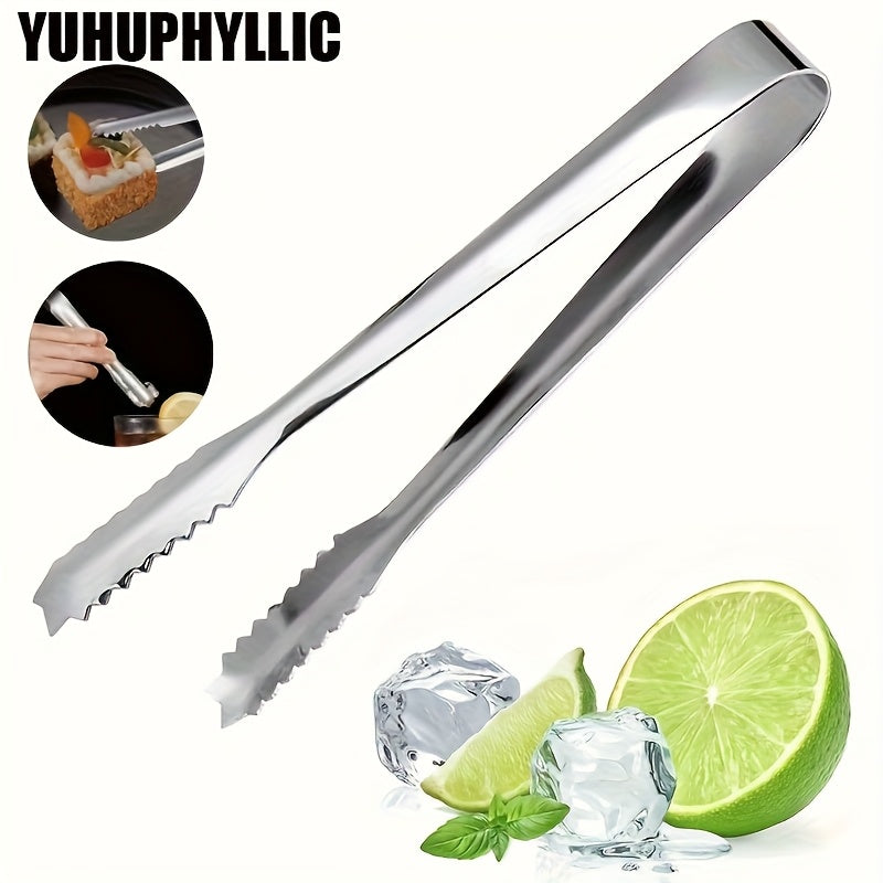 Pinzas de acero inoxidable para hielo, azúcar y frutas, multifuncionales, utensilios de cocina para buffet, café helado y BBQ, 1 unidad
