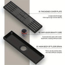1pc Desagüe de Ducha Rectangular de Hierro Fundido Resistente - Gran Capacidad, Anti-Olor para Baños de Hotel y Hogar, Evita la Acumulación de Agua & Mantiene la Secura, Capturador de Cabello, Acabado Metálico Elegante, Construcción Duradera