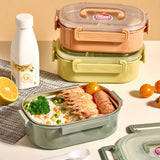 1 pza. lonchera de acero inoxidable aislante, apta para microondas y lavavajillas, con compartimentos, ideal para oficina y estudiantes, perfecta para escuela, comedor y cocina, forma rectangular, regreso a clases