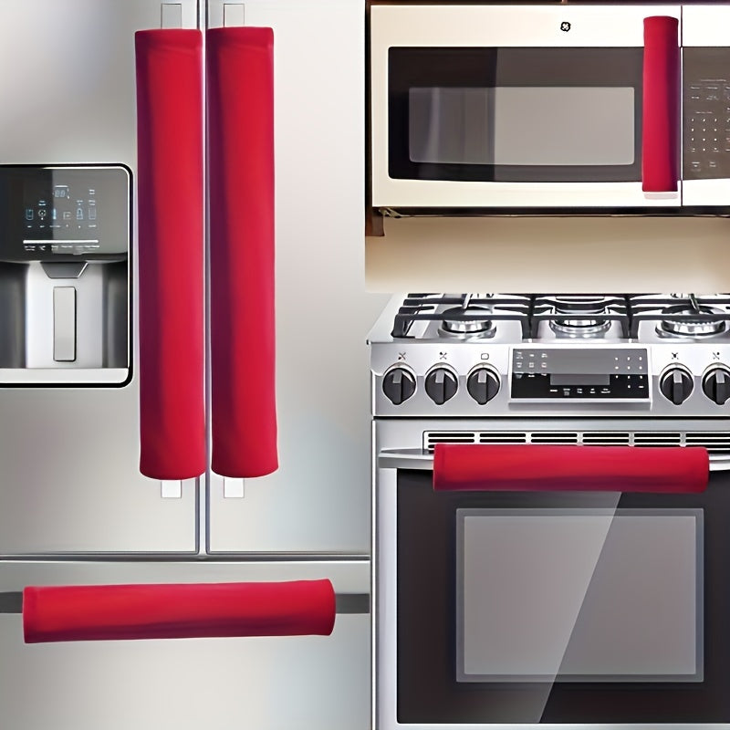 2 Piezas, Asas De Puerta De Refrigerador, Mantenga Sus Electrodomésticos De Cocina Alejados De Manchas, Huellas Dactilares, Goteos Y Manchas De Comida, Haciéndolos Perfectos Para Lavavajillas, Refrigeradores Y Hornos, Rojo Grande, Y 16.53X4.72"