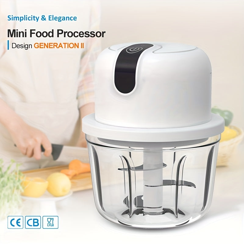 Picadora de ajo eléctrica inalámbrica USB de 350ML multifunción para picar ajo pequeño, picadora de ajo, picadora de pimienta, chile, nueces, molinillo de carne, procesador de alimentos / picadora de verduras, chile, carne, procesador de alimentos