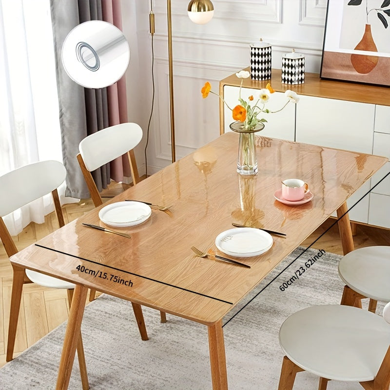 Protector de mesa de PVC artesanal, 1.5 mm de grosor, resistente al calor y antirayaduras, cubierta transparente para mesas de comedor y café, ideal para uso en hogar y hotel, protector de mesa moderno y duradero, 1 unidad