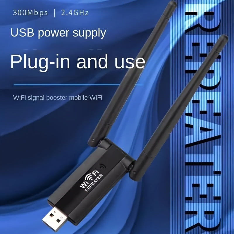 1pc Adaptador WiFi USB de doble banda de 300Mbps Repeater, amplificador de señal portátil de 2,4G con función de punto de acceso móvil integrado, sin batería requerida, controladores integrados para una conexión fácil